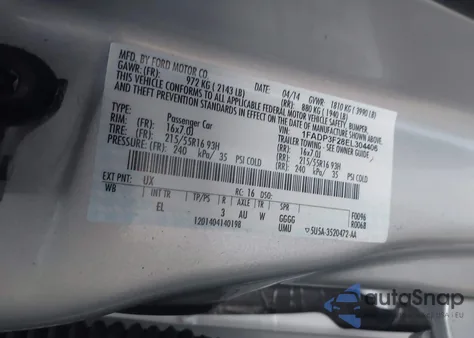 2014 Ford Focus Se z USA, uszkodzony, nr VIN 1FADP3F28EL304406